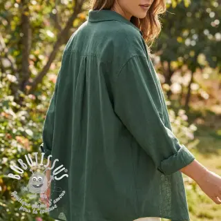 Viscose lin WASHED dark green