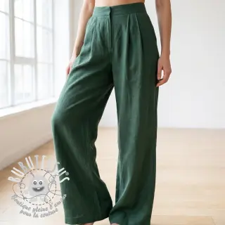 Viscose lin WASHED dark green