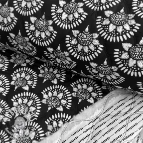 Tissu coton VOILE STEPPED Bouquet flowers black digital print