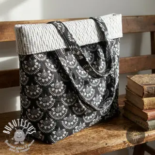Tissu coton VOILE STEPPED Bouquet flowers black digital print