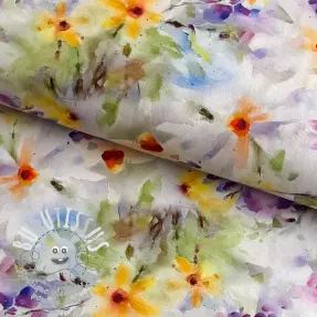 Tissu coton SATIN STRETCH Corn flowers