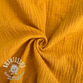 Tissu double gaze/mousseline ochre ORGANIC