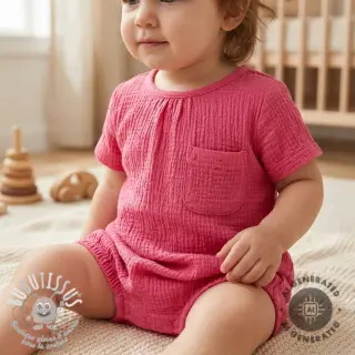 Tissu coton SMOGGED EMBROIDERY pink
