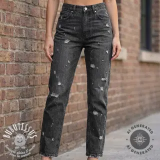 JEANS DENIM 6 OZ Big Holes black