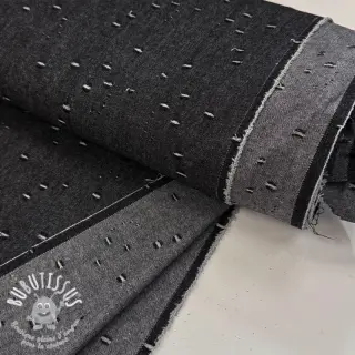 JEANS DENIM 6 OZ Uneven Small Holes black