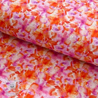 Tissu coton EMBROIDERY Viola peach digital print