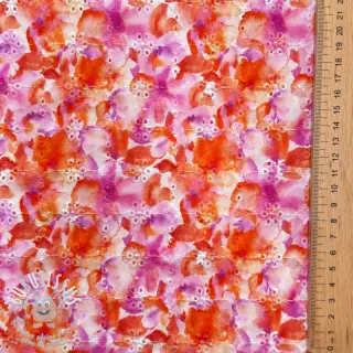 Tissu coton EMBROIDERY Viola peach digital print
