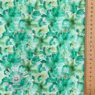 Tissu coton EMBROIDERY Viola green digital print