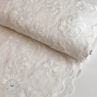 Tissu coton EMBROIDERY Catchy Flowy white