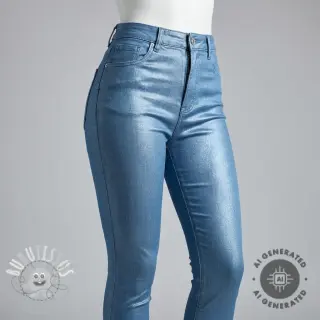 JEANS DENIM 8,5 OZ STRETCH WASHED metallic aqua silver