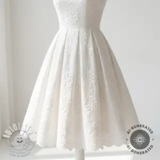 Tissu coton EMBROIDERY Catchy Flowy white