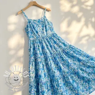 Tissu coton EMBROIDERY Viola blue digital print