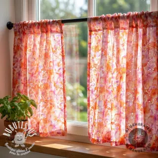 Tissu coton EMBROIDERY Viola peach digital print