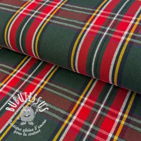 Tissu déco Ecossais vert rouge