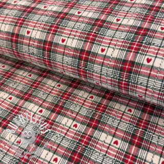 Tissu déco jacquard Villars ecru rouge