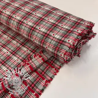 Tissu déco jacquard Villars ecru rouge