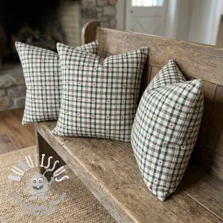 Tissu déco jacquard Villars ecru vert