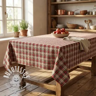 Tissu déco jacquard Villars ecru rouge