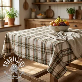 Tissu déco Ecossais ecru vert