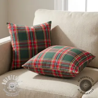 Tissu déco Ecossais vert rouge