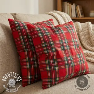 Tissu déco Ecossais rouge vert