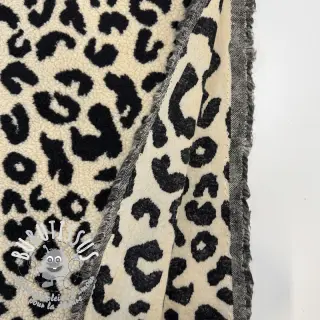 Tissu de manteau TEDDY JACQUARD Animal skin black