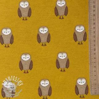 Tissu déco premium Night owl nap yellow