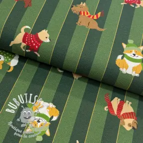 Tissu déco premium Dog frost friends army digital print