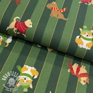 Tissu déco premium Dog frost friends army digital print