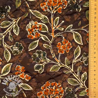 Velours  VELVET QUILT Flowers leaves dark brown