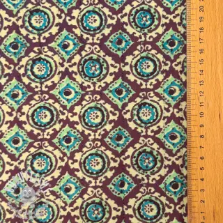 Velours  VELVET QUILT Flowers abstract petrol