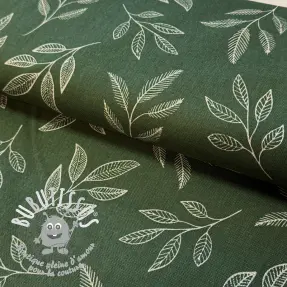 Tissu déco Linenlook Elegant leaf branch army