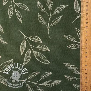 Tissu déco Linenlook Elegant leaf branch army