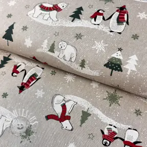 Tissu déco Linenlook Little penguin red