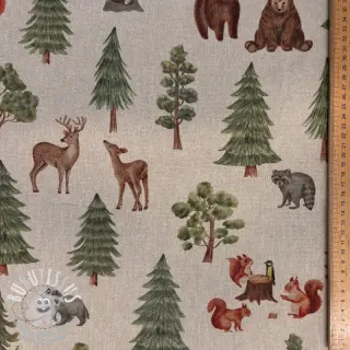 Tissu déco Linenlook Wildwood animal scene digital print
