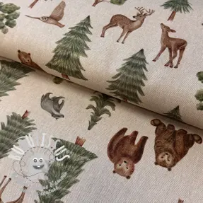 Tissu déco Linenlook Wildwood animal scene digital print
