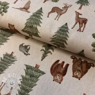 Tissu déco Linenlook Wildwood animal scene digital print
