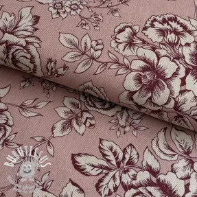 Tissu déco Linenlook Elegant rose bloom wine