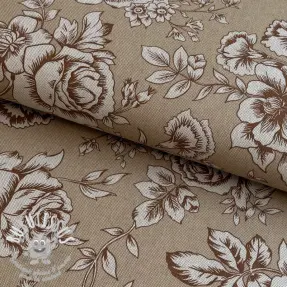 Tissu déco Linenlook Elegant rose bloom yellow
