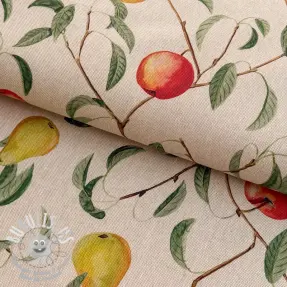 Tissu déco Linenlook Apple pear branch digital print