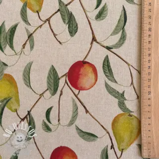 Tissu déco Linenlook Apple pear branch digital print
