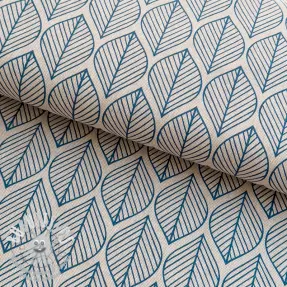 Tissu déco Linenlook Leaf line minimalist denim