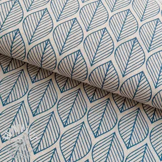 Tissu déco Linenlook Leaf line minimalist denim
