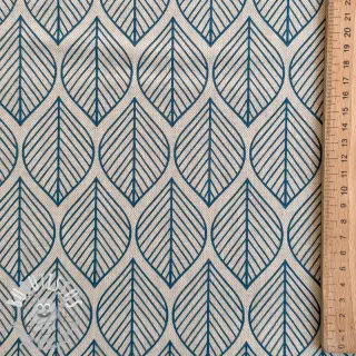 Tissu déco Linenlook Leaf line minimalist denim