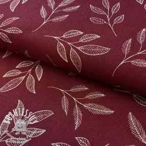 Tissu déco Linenlook Elegant leaf branch wine