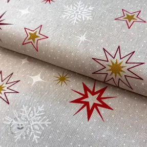Tissu déco Linenlook Magic star red gold