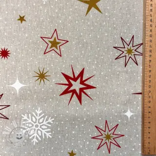 Tissu déco Linenlook Magic star red gold