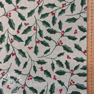 Tissu déco Linenlook Holly branch Xmas