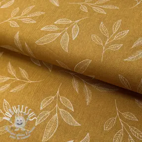 Tissu déco Linenlook Elegant leaf branch yellow