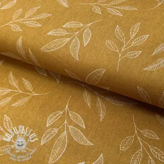 Tissu déco Linenlook Elegant leaf branch yellow